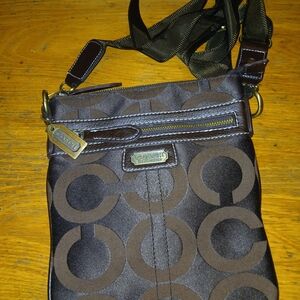 Coach Dark Brown Patterned Messenger Bag